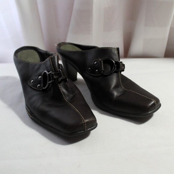 Aerosoles Leather "Cinch Worm" Dark Brown Brown Mules/Slides, 6.5M - Picture 1 of 9